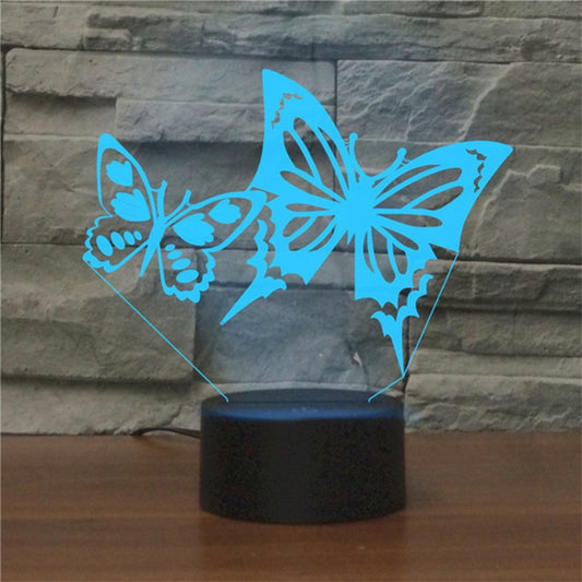 Two Butterflies Shape 3D Colorful LED Vision Light Table Lamp, Crack Touch Version by buy2fix