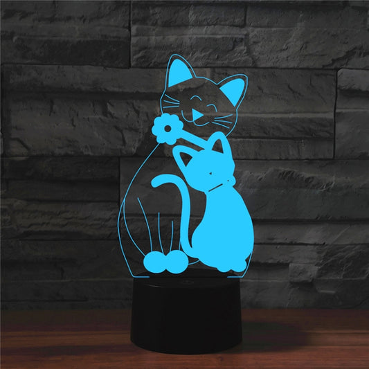Cat Shape 3D Colorful LED Vision Light Table Lamp, Crack Touch Version by buy2fix