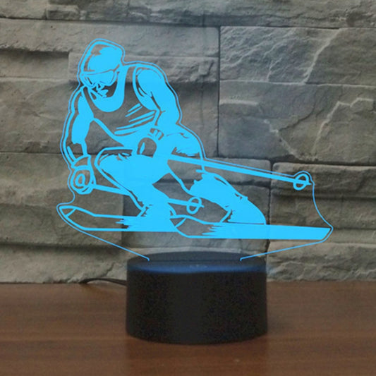 Skiing Shape 3D Colorful LED Vision Light Table Lamp, USB & Battery Version by buy2fix