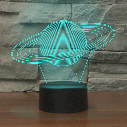 Saturn Shape 3D Colorful LED Vision Light Table Lamp, USB Touch Version by buy2fix