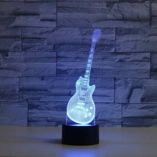 Guitar Shape 3D Colorful LED Vision Light Table Lamp, USB & Battery Version by buy2fix