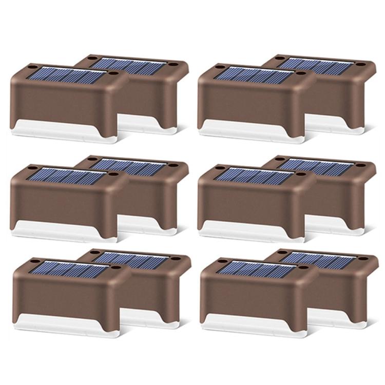12 PCS Solar Powered LED Outdoor Stairway Light IP65 Waterproof Garden Lamp, Warm White Light(Brown) - Solar Lights by buy2fix | Online Shopping UK | buy2fix