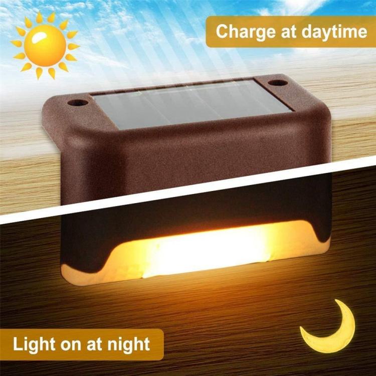 12 PCS Solar Powered LED Outdoor Stairway Light IP65 Waterproof Garden Lamp, Warm White Light(Brown) - Solar Lights by buy2fix | Online Shopping UK | buy2fix