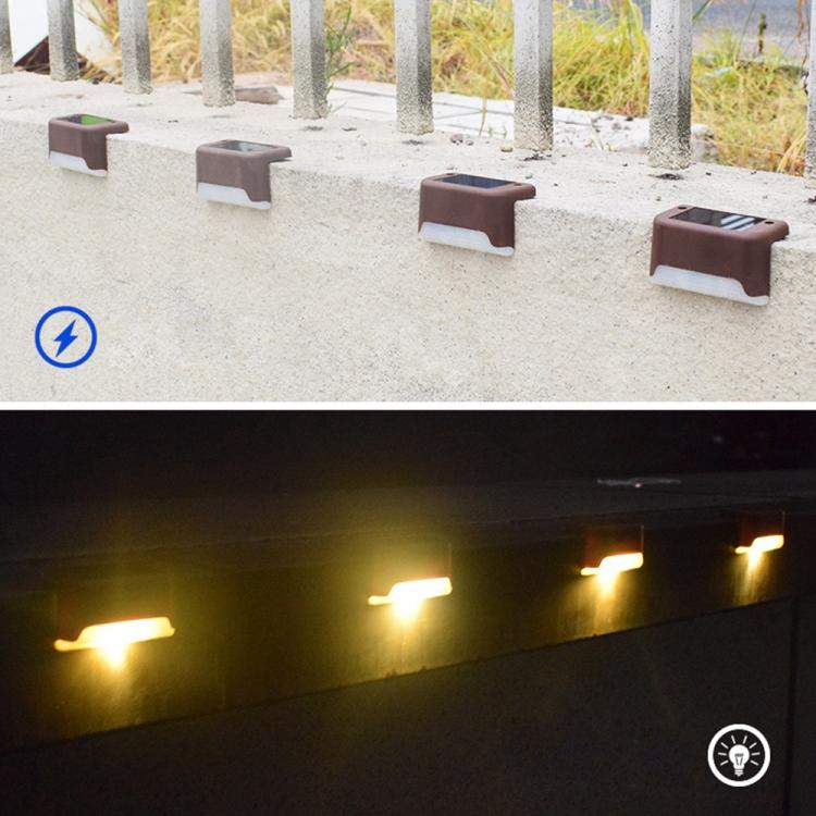 12 PCS Solar Powered LED Outdoor Stairway Light IP65 Waterproof Garden Lamp, Warm White Light(Brown) - Solar Lights by buy2fix | Online Shopping UK | buy2fix