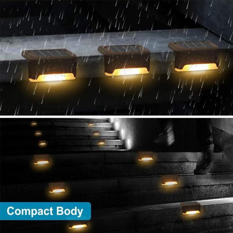 12 PCS Solar Powered LED Outdoor Stairway Light IP65 Waterproof Garden Lamp, Warm White Light(Brown) - Solar Lights by buy2fix | Online Shopping UK | buy2fix