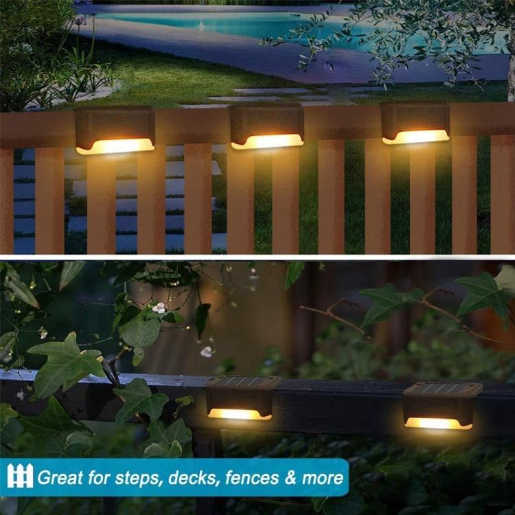 12 PCS Solar Powered LED Outdoor Stairway Light IP65 Waterproof Garden Lamp, Warm White Light(Brown) - Solar Lights by buy2fix | Online Shopping UK | buy2fix