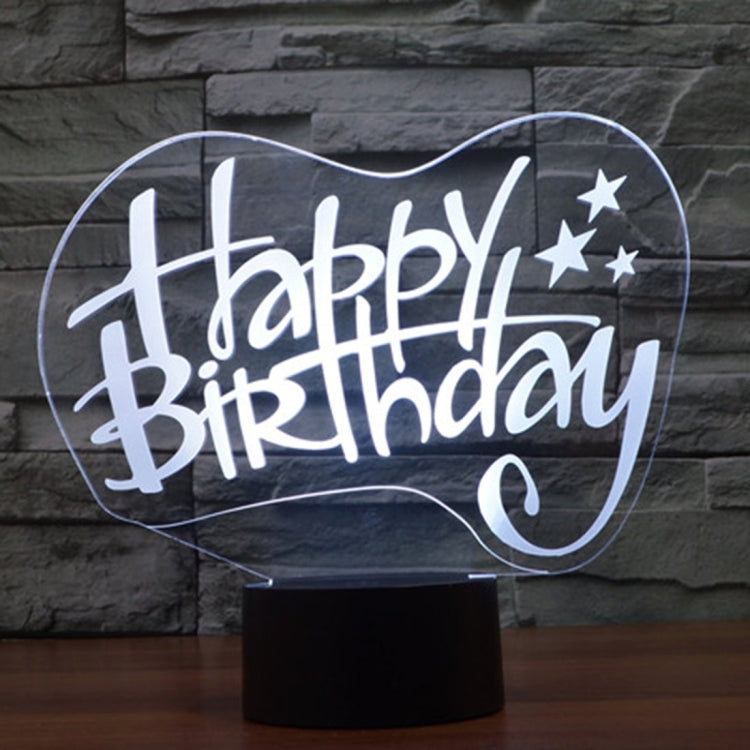 Happy Birthday Style 3D Touch Switch Control LED Light , 7 Color Discoloration Creative Visual Stereo Lamp Desk Lamp Night Light by buy2fix