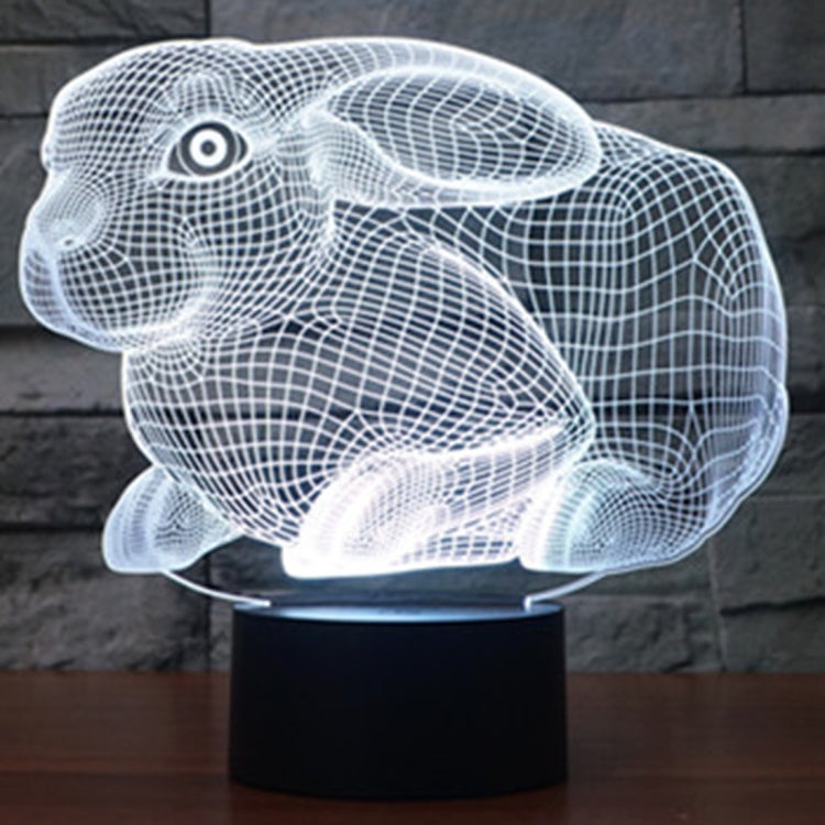Rabbit Shape 3D Touch Switch Control LED Light , 7 Colour Discoloration Creative Visual Stereo Lamp Desk Lamp Night Light by buy2fix