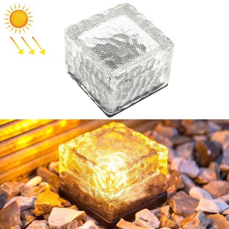 Solar Powered Square Tempered Glass Outdoor LED Buried Light Garden Decoration Lamp IP55 Waterproof,Size: 7 x 7 x 5cm (Warm White) - Buried Lights by buy2fix | Online Shopping UK | buy2fix