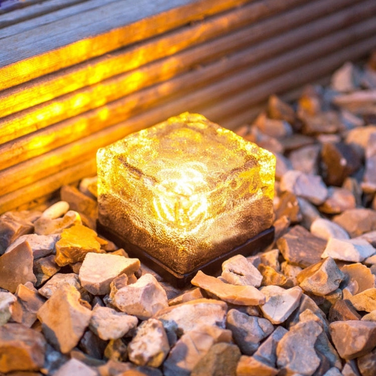 Solar Powered Square Tempered Glass Outdoor LED Buried Light Garden Decoration Lamp IP55 Waterproof,Size: 7 x 7 x 5cm (Warm White) - Buried Lights by buy2fix | Online Shopping UK | buy2fix