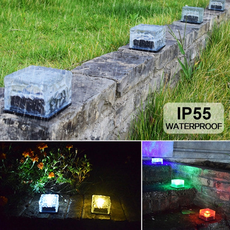 Solar Powered Square Tempered Glass Outdoor LED Buried Light Garden Decoration Lamp IP55 Waterproof,Size: 7 x 7 x 5cm (Warm White) - Buried Lights by buy2fix | Online Shopping UK | buy2fix