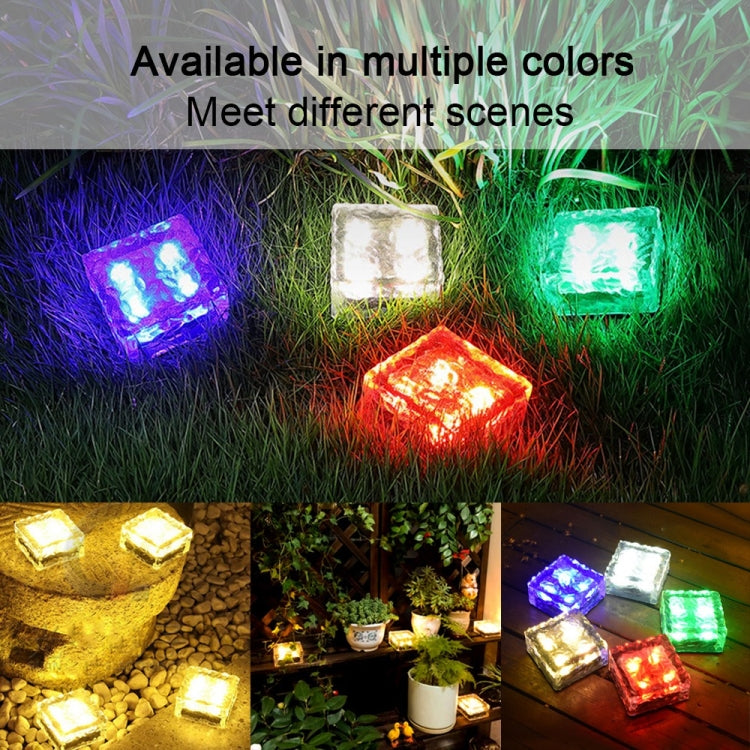 Solar Powered Square Tempered Glass Outdoor LED Buried Light Garden Decoration Lamp IP55 Waterproof,Size: 7 x 7 x 5cm (Warm White) - Buried Lights by buy2fix | Online Shopping UK | buy2fix