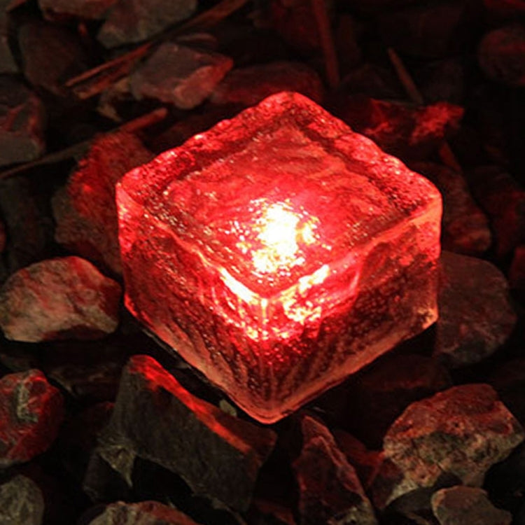 Solar Powered Square Tempered Glass Outdoor LED Buried Light Garden Decoration Lamp IP55 Waterproof,Size: 10 x 10 x 5.2cm(Red Light) - Buried Lights by buy2fix | Online Shopping UK | buy2fix