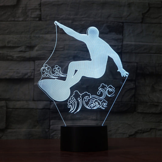 Surf Riding Shape 3D Colorful LED Vision Light Table Lamp, USB & Battery Version by buy2fix