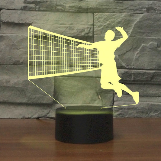 Playing Volleyball Shape 3D Colorful LED Vision Light Table Lamp, USB & Battery Version by buy2fix