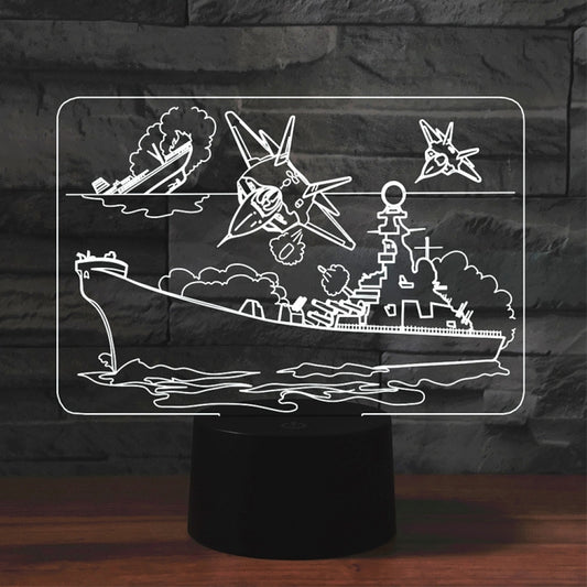 Airplane Group Shape 3D Colorful LED Vision Light Table Lamp, USB & Battery Version by buy2fix