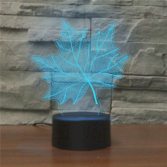 Maple Leaf Shape 3D Colorful LED Vision Light Table Lamp, Charging Touch Version by buy2fix