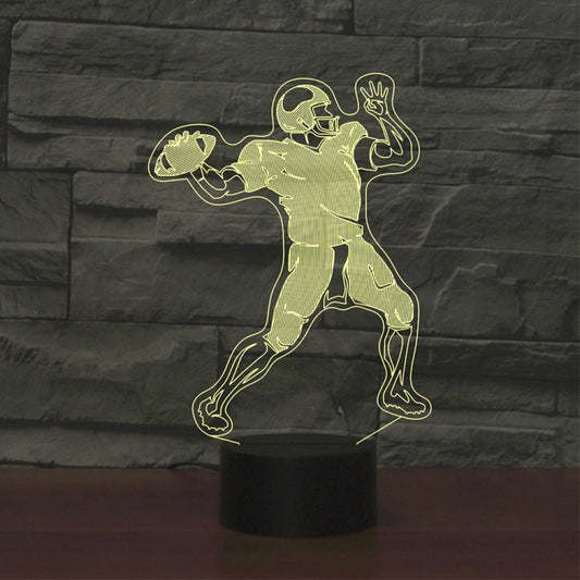 Rugby Quarterback Shape 3D Colorful LED Vision Light Table Lamp, 16 Colors Remote Control Version by buy2fix