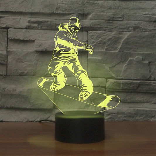 Skate Boy Shape 3D Colorful LED Vision Light Table Lamp, Charging Touch Version by buy2fix