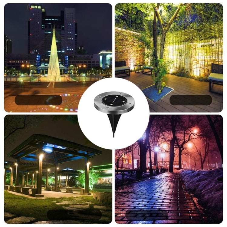 2 PCS 4 LEDs IP44 Waterproof Solar Powered Buried Light, SMD 5050 Under Ground Lamp Outdoor Path Way Garden Decking LED Light by buy2fix