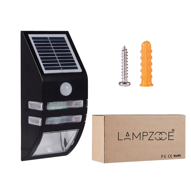 LAMPZOOE CL-102 0.2W White Light PIR Sensor Solar Light , 80 LM 6000-6500K Outdoor Wall Light with 5V 0.5W Solar Panel(Black) by LAMPZ00E