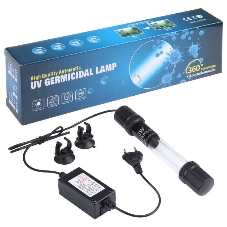 UV-003 3W Ultraviolet Germicidal Lamp Disinfection Light for Aquarium, EU Plug - Fish Tank Lamps by buy2fix | Online Shopping UK | buy2fix
