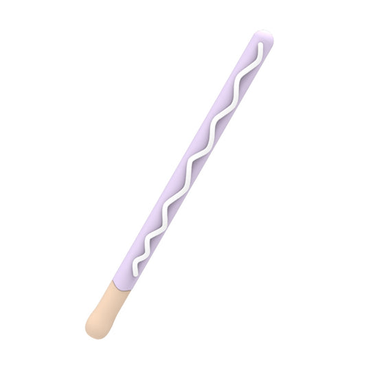 LOVE MEI For Apple Pencil 2 Stripe Design Stylus Pen Silicone Protective Case Cover (Purple) by LOVE MEI