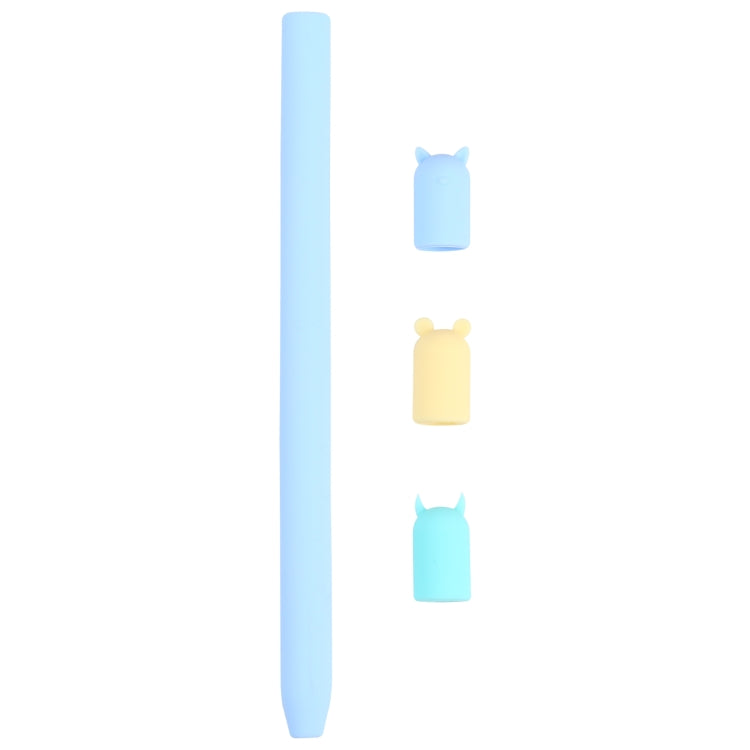 4 in 1 Stylus Pen Cartoon Animal Silicone Protective Case for Apple Pencil 1 (Blue) - Pencil Accessories by buy2fix | Online Shopping UK | buy2fix