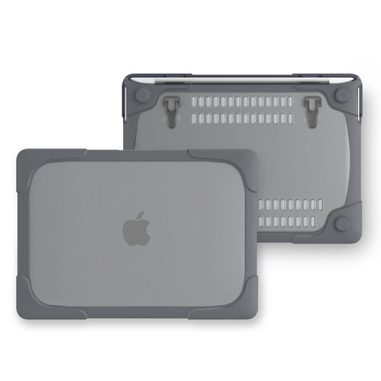 For Macbook Pro 13.3 inch (A1708) & with Touchbar (A1706) Laptop TPU + PC Folding Shockproof Protective Case with Holder(Grey) by buy2fix