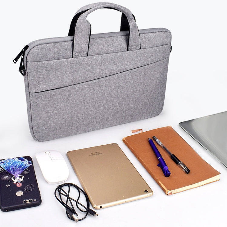 ST03S 14.1 inch Double Side Pockets Wearable Oxford Cloth Soft Handle Portable Laptop Tablet Bag(Grey) by buy2fix