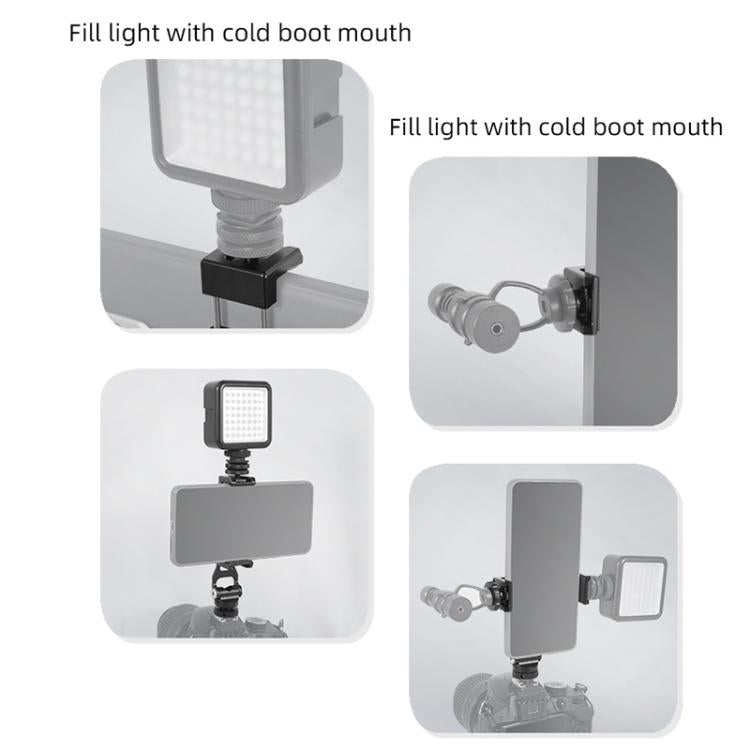 BEXIN PH-01 Desktop Live Broadcast Bracket 360 Phone Clamp Dual Cold Shoes Mount (Black) - Stand by BEXIN | Online Shopping UK | buy2fix
