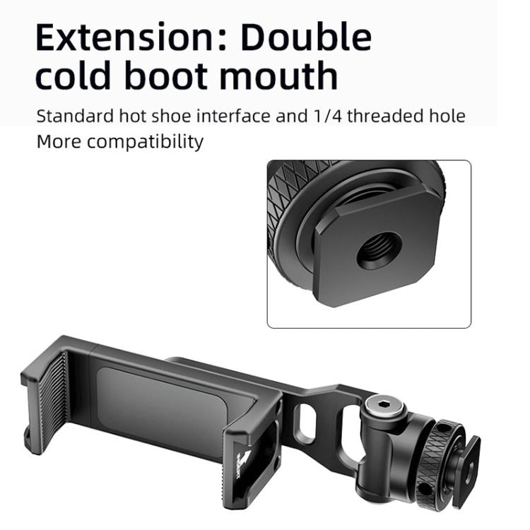 BEXIN PH-01 Desktop Live Broadcast Bracket 360 Phone Clamp Dual Cold Shoes Mount (Black) - Stand by BEXIN | Online Shopping UK | buy2fix