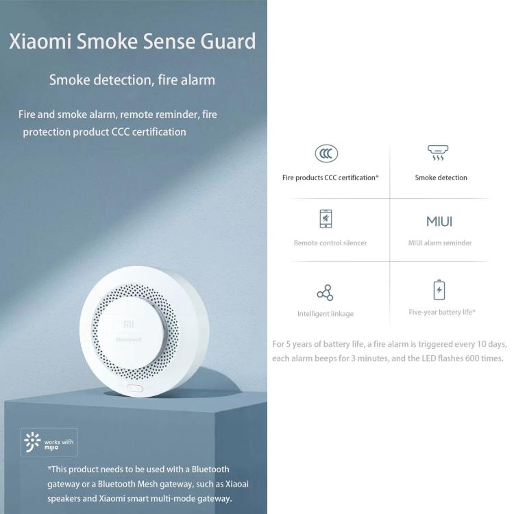 Original Xiaomi Honeywell Smart Fire Alarm Smoke Detector Alarm, Work with Xiaomi Multimode Smart Home Gateway 2 (CA1001) Mihome APP Control - Smoke Gas Detector by Xiaomi | Online Shopping UK | buy2fix