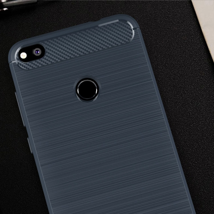 For Huawei P8 Lite (2017) Brushed Carbon Fiber Texture Shockproof TPU Protective Case(Dark Blue) - Huawei Cases by buy2fix | Online Shopping UK | buy2fix