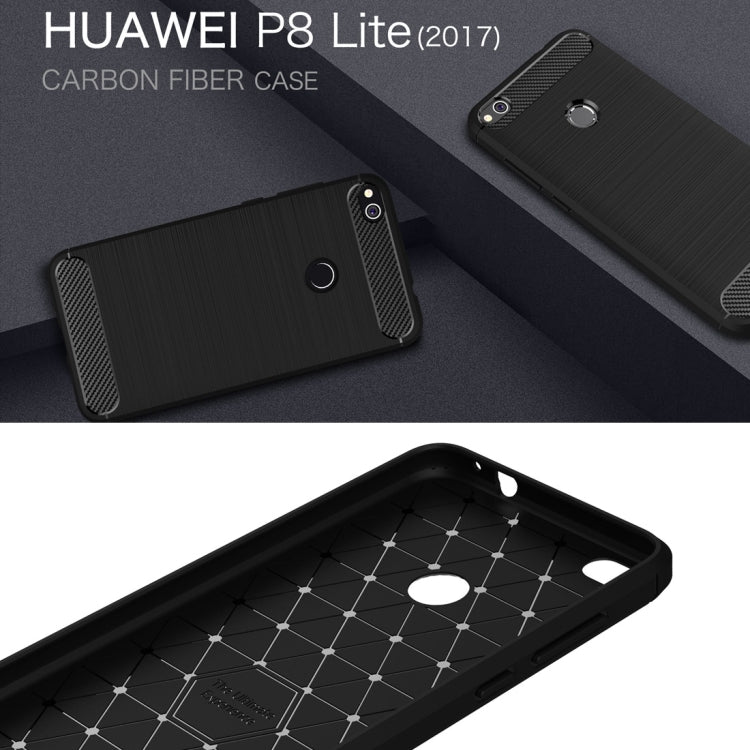 For Huawei P8 Lite (2017) Brushed Carbon Fiber Texture Shockproof TPU Protective Case(Dark Blue) - Huawei Cases by buy2fix | Online Shopping UK | buy2fix