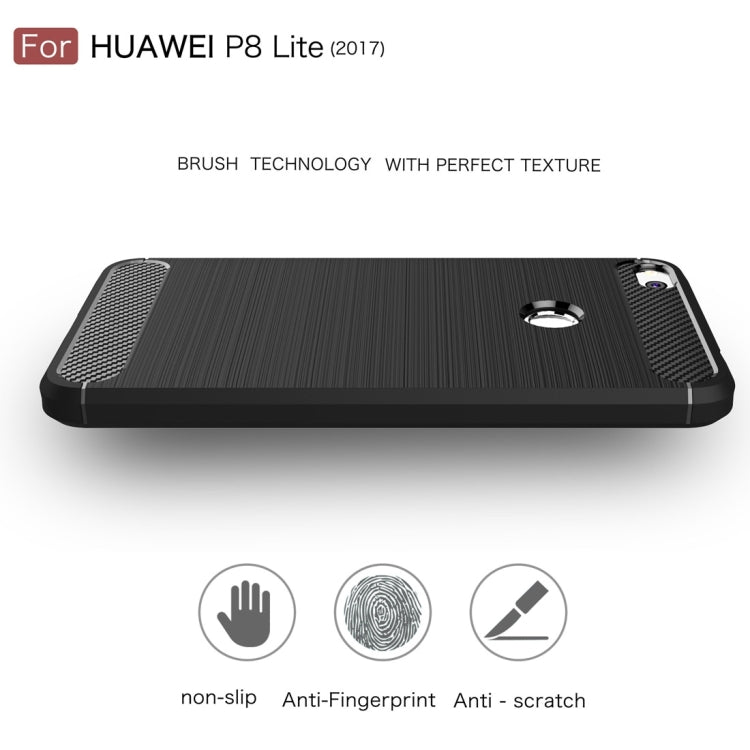 For Huawei P8 Lite (2017) Brushed Carbon Fiber Texture Shockproof TPU Protective Case(Dark Blue) - Huawei Cases by buy2fix | Online Shopping UK | buy2fix