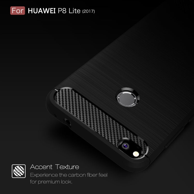 For Huawei P8 Lite (2017) Brushed Carbon Fiber Texture Shockproof TPU Protective Case(Dark Blue) - Huawei Cases by buy2fix | Online Shopping UK | buy2fix