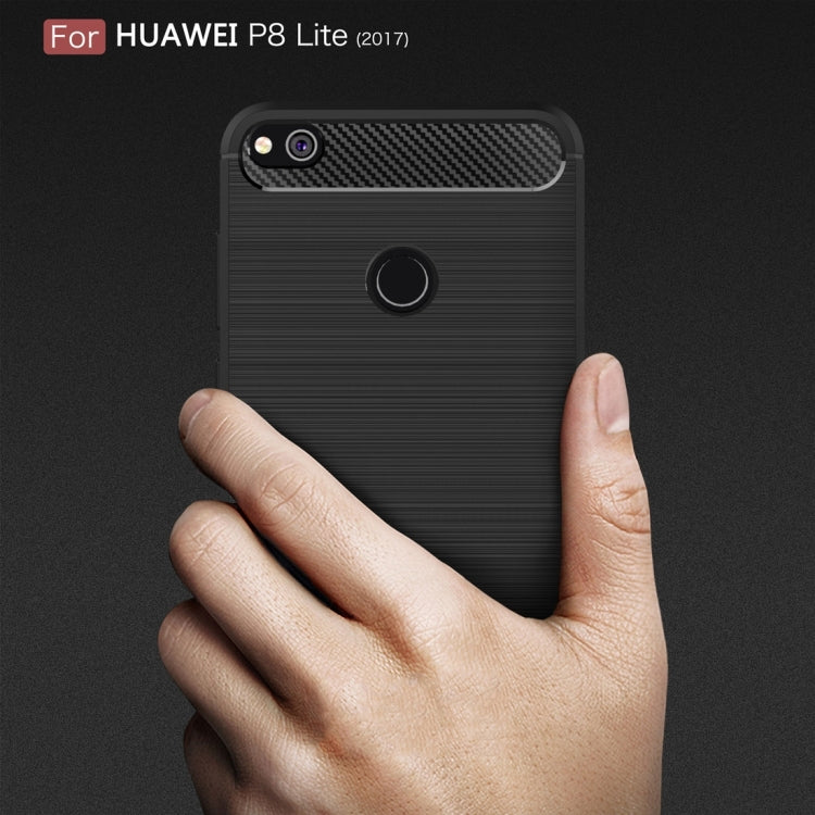 For Huawei P8 Lite (2017) Brushed Carbon Fiber Texture Shockproof TPU Protective Case(Dark Blue) - Huawei Cases by buy2fix | Online Shopping UK | buy2fix