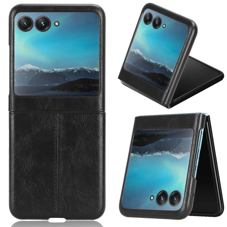 For Motorola Moto Razr 40 Ultra Sewing Cow Pattern Skin PC + PU + TPU Phone Case (Black) - Motorola Cases by buy2fix | Online Shopping UK | buy2fix