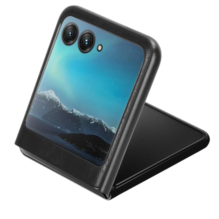 For Motorola Moto Razr 40 Ultra Sewing Cow Pattern Skin PC + PU + TPU Phone Case (Black) - Motorola Cases by buy2fix | Online Shopping UK | buy2fix