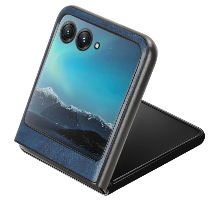 For Motorola Moto Razr 40 Ultra Sewing Cow Pattern Skin PC + PU + TPU Phone Case (Blue) - Motorola Cases by buy2fix | Online Shopping UK | buy2fix