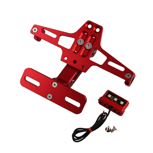 LPF013 Motorcycle Modification Accessories Universal Aircraft Shape Aluminum Alloy License Plate Bracket with LED Lights (Red) by buy2fix