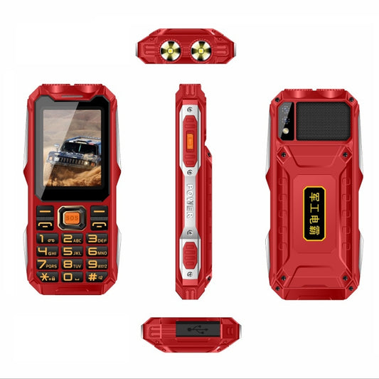 Q8 Triple Proofing Elder Phone, Waterproof Shockproof Dustproof, 16800mAh Battery, 2.4 inch, 21 Keys, Bluetooth, LED Flashlight, FM, SOS, Dual SIM, Network: 2G (Red) by buy2fix