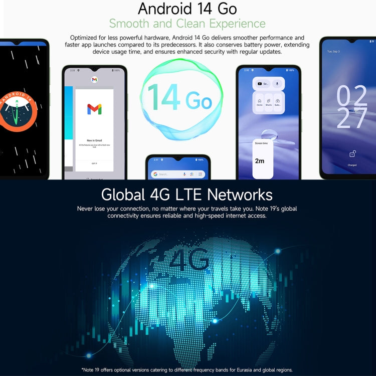 Ulefone Note 19, 3GB+32GB, Face ID & Side Fingerprint, 6.56 inch Android 14 Go Unisoc T603 Octa Core, Network: 4G, Dual SIM, OTG (Green) - Ulefone by Ulefone | Online Shopping UK | buy2fix