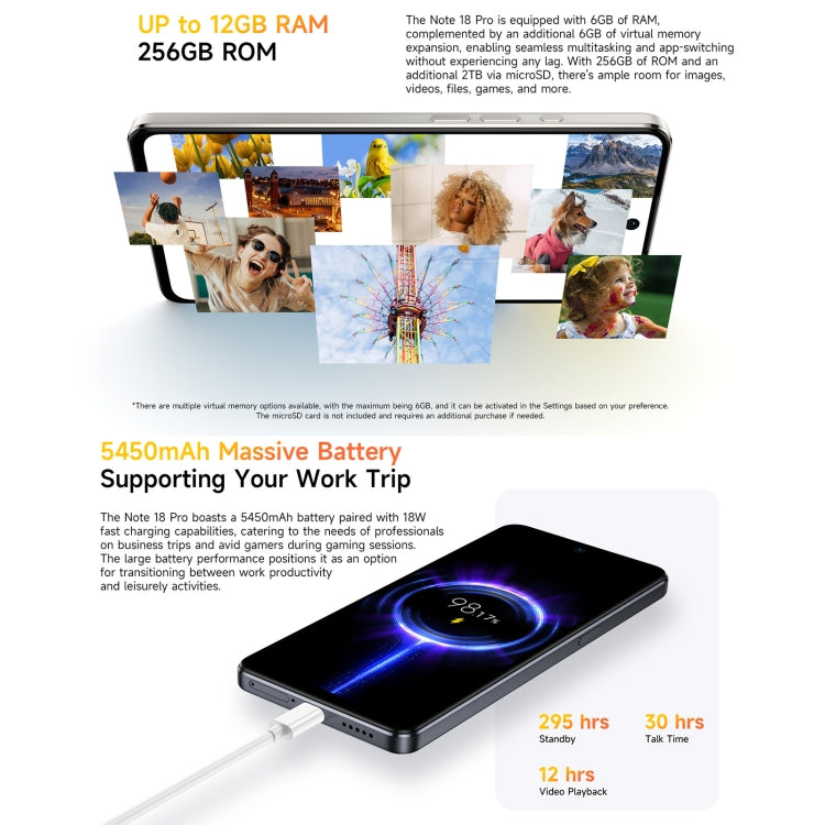 Ulefone Note 18 Pro, 6GB+256GB, Face ID & Side Fingerprint, 6.78 inch Android 14 MediaTek Helio G91 MTK6769 Octa Core, Network: 4G, Dual SIM, OTG, NFC (Titanium Gray) - Ulefone by Ulefone | Online Shopping UK | buy2fix