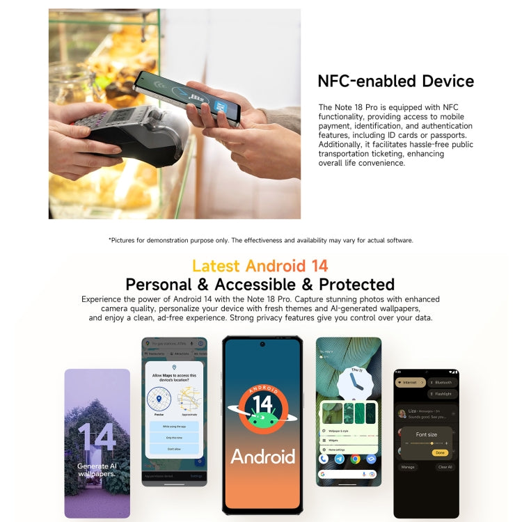 Ulefone Note 18 Pro, 6GB+256GB, Face ID & Side Fingerprint, 6.78 inch Android 14 MediaTek Helio G91 MTK6769 Octa Core, Network: 4G, Dual SIM, OTG, NFC (Moonlit White) - Ulefone by Ulefone | Online Shopping UK | buy2fix