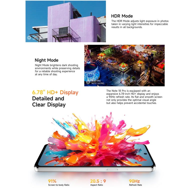 Ulefone Note 18 Pro, 6GB+256GB, Face ID & Side Fingerprint, 6.78 inch Android 14 MediaTek Helio G91 MTK6769 Octa Core, Network: 4G, Dual SIM, OTG, NFC (Lustrous Black) - Ulefone by Ulefone | Online Shopping UK | buy2fix