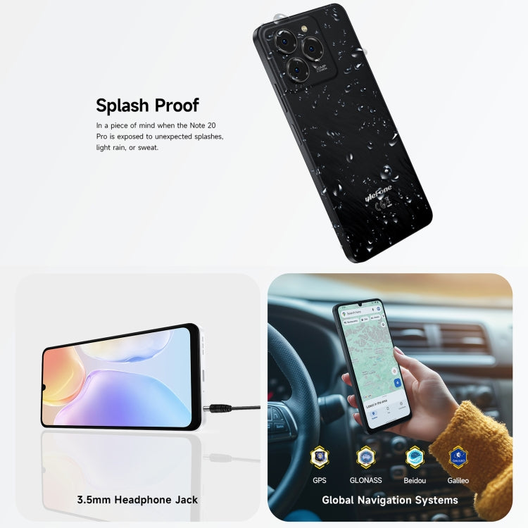 Ulefone Note 20 Pro, 4GB+256GB, Face ID & Side Fingerprint, 6000mAh, 6.75 inch Android 14 Unisoc T606 Octa Core, Network: 4G, Dual SIM, OTG (Satin Black) - Ulefone by Ulefone | Online Shopping UK | buy2fix