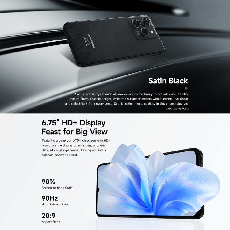 Ulefone Note 20 Pro, 4GB+256GB, Face ID & Side Fingerprint, 6000mAh, 6.75 inch Android 14 Unisoc T606 Octa Core, Network: 4G, Dual SIM, OTG (Satin Black) - Ulefone by Ulefone | Online Shopping UK | buy2fix