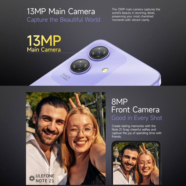 Ulefone Note 21, 4GB+128GB, Face ID & Fingerprint, 6.56 inch Android 14 Unisoc T606 Octa Core, Network: 4G, Dual SIM, OTG (Starlight Black) - Ulefone by Ulefone | Online Shopping UK | buy2fix